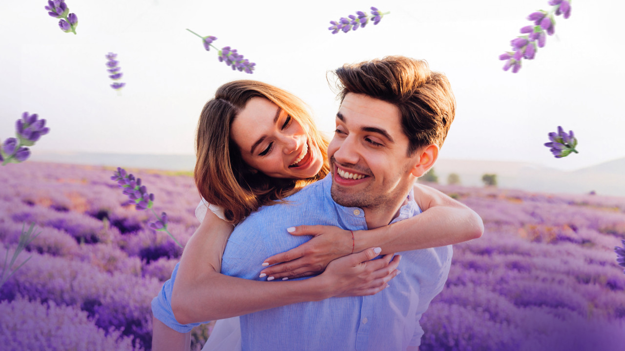 A couple in a lavender field